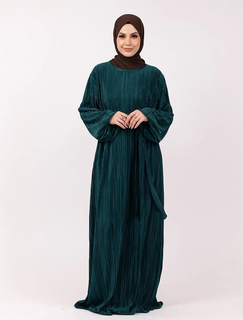 Green Plisse Abaya